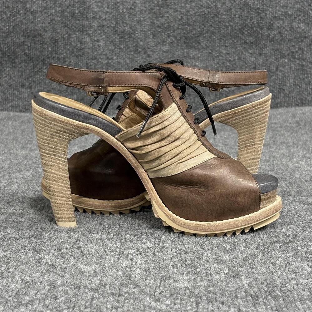 rag & bone Platform Heels Womens Size 6 Brown Lace Up Slingback Made Italy - Picture 4 of 16